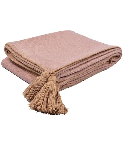 Top Stitch Pink Bloom Tasseled Throw - TGW