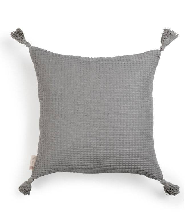 Woven Waffle Cushion Cover (Grey) - TGW