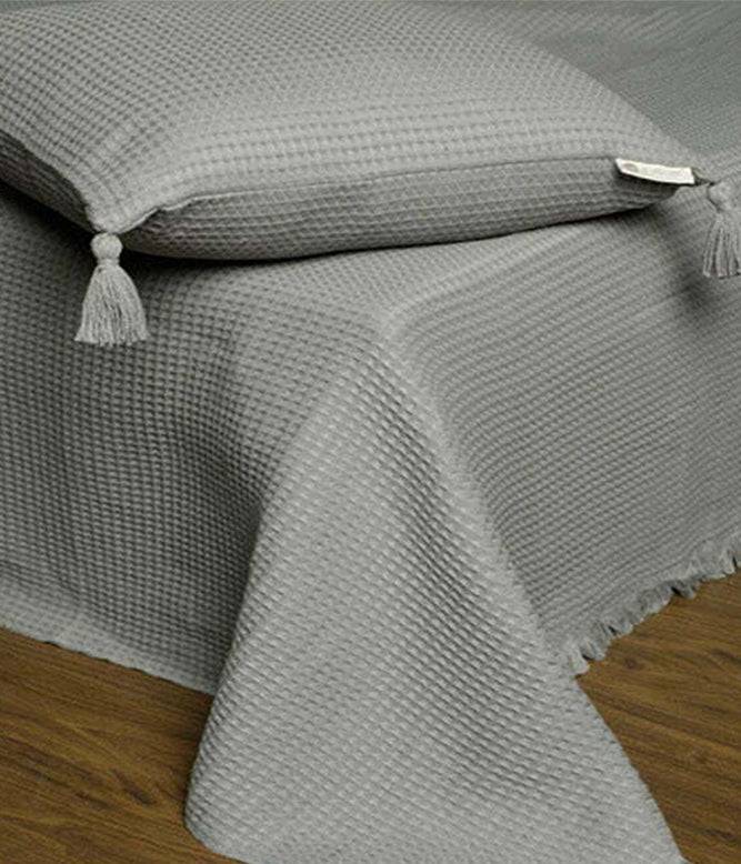Woven Waffle Cushion Cover (Grey) - TGW