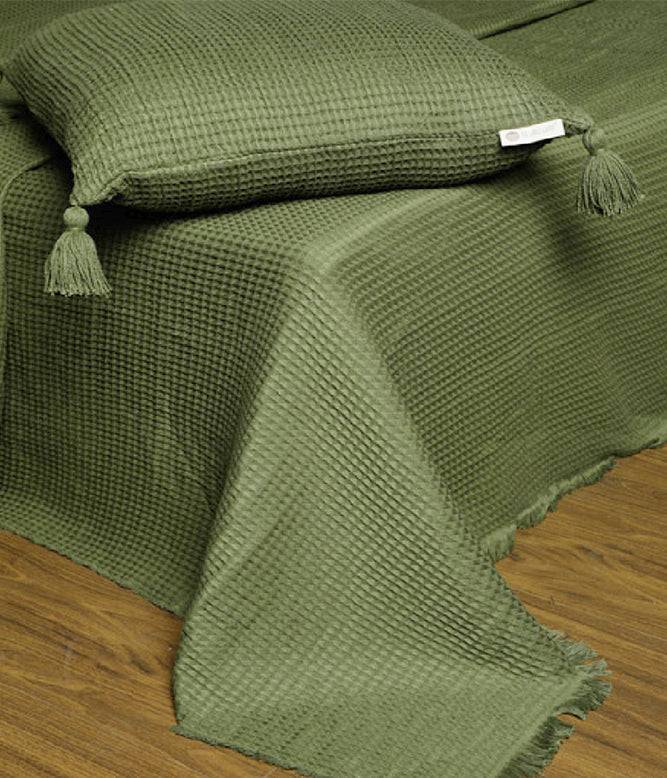 Woven Waffle Cushion Cover (Olive) - TGW