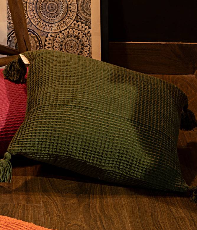 Woven Waffle Cushion Cover (Olive) - TGW